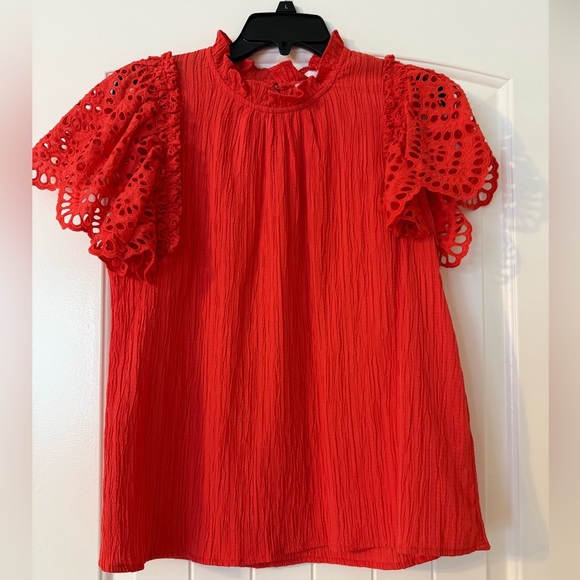 THML Tops - THML Orange Lace Sleeve Women's Top - Large